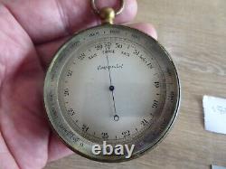 Large Antique 19th Century Gilt Pocket Barometer