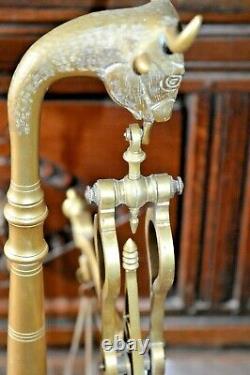 Large Antique 19th Century Spanish / Portuguese Brass Scales, Bull Finial, c1890