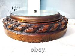 Large Antique Carved Rope Edge Oak Case Barometer