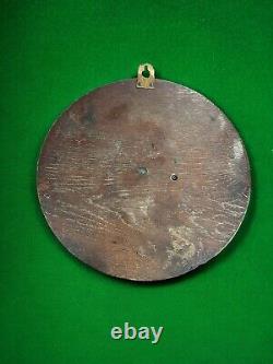 Large C1900's Antique Carved Rope Edge Oak Barometer 27cm Diameter