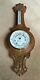 Large Dolland London antique Banjo barometer c1900 hand carved solid Oak wood