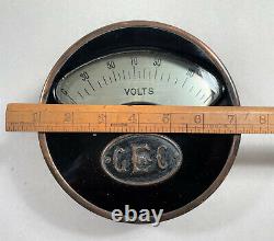 Large Industrial Volt Meter Labeled GEC Cast Bronze Case