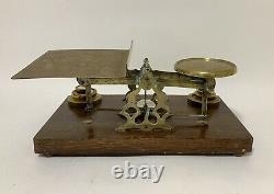 Large Original Antique Brass Postal Letter Parcel Scales Post Office and Weights