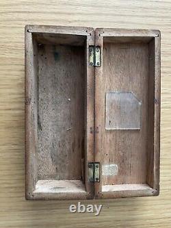 Late 1800s Antique Brass Field Pocket Microscope With Original Box