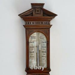 MID Victorian Carved Walnut Stick Barometer By Negretti & Zambra London