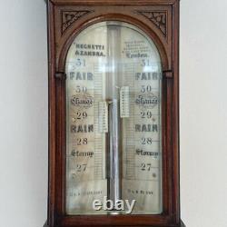 MID Victorian Carved Walnut Stick Barometer By Negretti & Zambra London