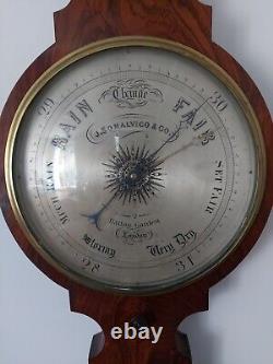 Magnificent J. Somalvico 12 Rosewood Wheel Barometer