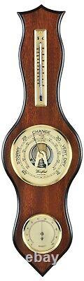 Mahogany Veneer Wooden Banjo Wall Mounted Barometer Thermometer Hydrometer 1607