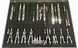 Manufacturers Sample Technical Drawing Instrument Set Chrome Plated Brass 1960's