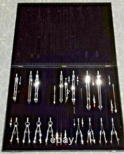 Manufacturers Sample Technical Drawing Instrument Set Chrome Plated Brass 1960's