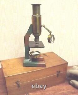 Microscope Brass Microscope Continental Brass C 1870 Mahogany Case