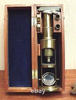 Microscope Brass Microscope J. H. Steward Drum Microscope Mahogany Box