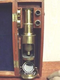 Microscope Brass Microscope J. H. Steward Drum Microscope Mahogany Box