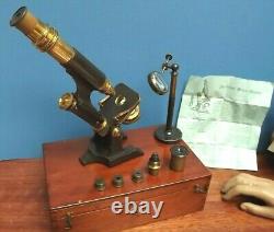 Microscope Brass New English Medical Microscope James Brown Fine Case