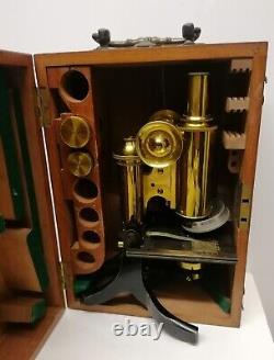 Microscope J. Swift & Son Brass Mahogany Case circ 1900