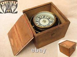 Mid 19th century Mariners small boat gimbaled compass in jointed oak box