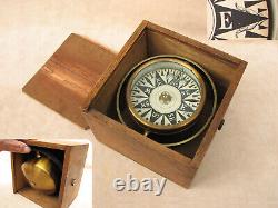 Mid 19th century Mariners small boat gimbaled compass in jointed oak box