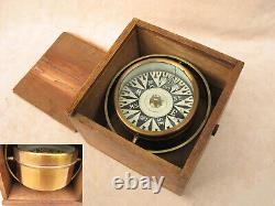 Mid 19th century Mariners small boat gimbaled compass in jointed oak box