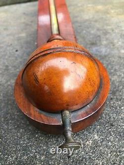 Old Victorian 19th Century Antique Mahogany Stick Barometer Hall & Wilson Oak