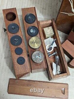 Old Vintage LEITZ WETZLAR Microscope In Wooden Box