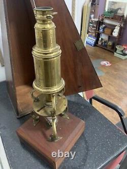 Original 18th Century Brass Culpeper-Type Microscope with Mahogany Case