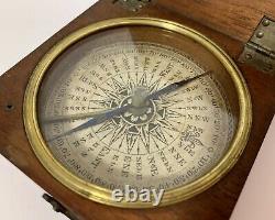 Original Antique Victorian Pocket Dry Card Compass in Wooden Case