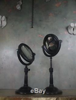 Pair of Optical Scientific Demonstration Mirrors Concave Convex Antique Science