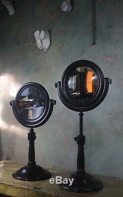 Pair of Optical Scientific Demonstration Mirrors Concave Convex Antique Science