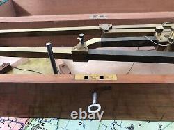 Pantograph Antique Brass Hall Harding Drawing Instrument Rare England Wood Case