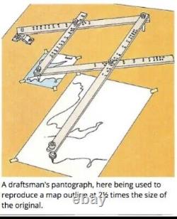 Pantograph Antique Brass Hall Harding Drawing Instrument Rare England Wood Case