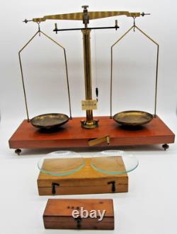 Philip Harris Brass Apothecary Scales. With 2 sets of weights. Vintage 1930's