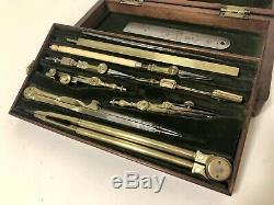 Quality Antique 1841 Technical Mathematical Drawing Instruments Geometry Set