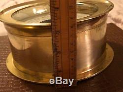 RARE Antique MAKERS TO THE ADMIRALTY BAROMETER FRANCE BRASS INDIA CASE 7x 3 1/4