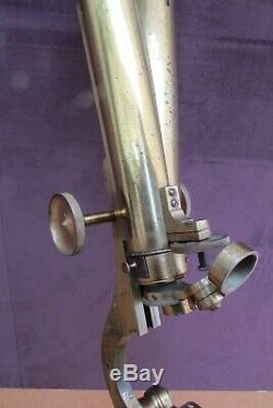 RARE Henry Crouch Antique Brass Wenham Binocular Microscope. Circa 1875