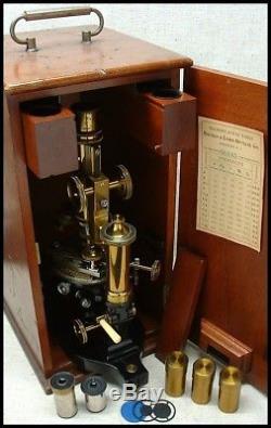 Rare 1899 BAUSCH & LOMB CD Continental microscope in cased outfit