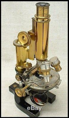 Rare 1899 BAUSCH & LOMB CD Continental microscope in cased outfit