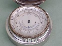 Rare Antique 1911 Asprey Silver Case Pocket Barometer / Altimeter. Working Order