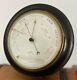 Rare Antique 19th C Large Ebonized Oak Case Aneroid Barometer With Thermometer