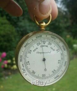 Rare Antique Double Sided Pocket Barometer Compass Negretti & Zambra