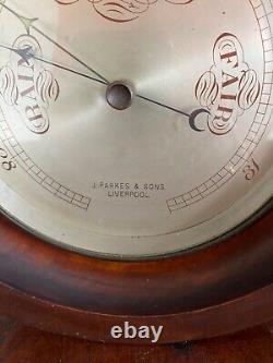 Rare Antique J. Parkes Liverpool Bulkhead Nautical Ships Cased Aneroid Barometer