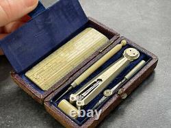 Rare Antique Pocket Drawing Instruments/Drawing Set Optician original box