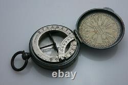 Rare Antique c. 1860 Pantochronometer Hunter Case Compass Sundial Combination