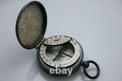 Rare Antique c. 1860 Pantochronometer Hunter Case Compass Sundial Combination