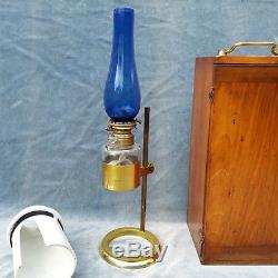 Rare Brass Antique Adjustable Microscope Oil Lamp Complete With Box Franks