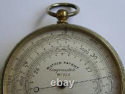 Rare J. Hicks'watkin Patent' Double Circuit Pocket Barometer Altimeter Working