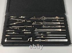 Rare Large Vintage Set of Drawing Instruments Tools Parallel Compass Lotter