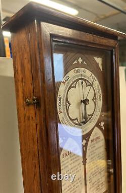 Rare Late Victorian Oak Cased'The Fitzroy Aneroid' Barometer & Thermometer