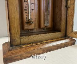 Rare Late Victorian Oak Cased'The Fitzroy Aneroid' Barometer & Thermometer