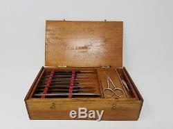 Rare Multilevel Ebony Instruments Antique Microscope Slide Preparation Set