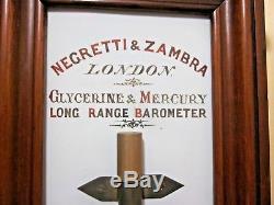 Rare Oversize Antique Victorian Scarce Old Negretti Zambra Long Range Barometer